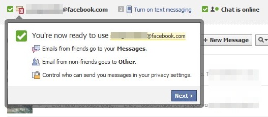 Facebook New Message screenshot